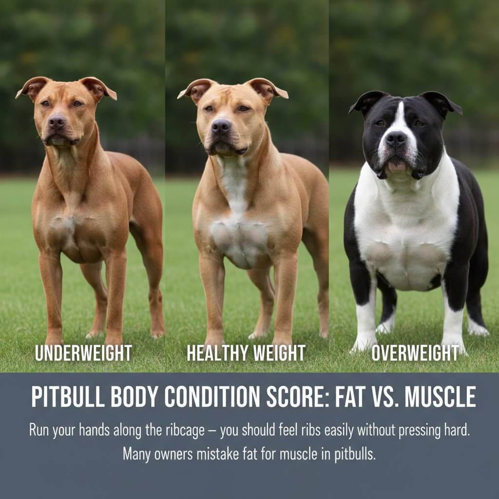 Pitbull healthy weight body condition score comparison